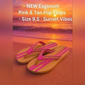 Eagsouni Pink and Tan Sandals Casual Flip Flops | NEW